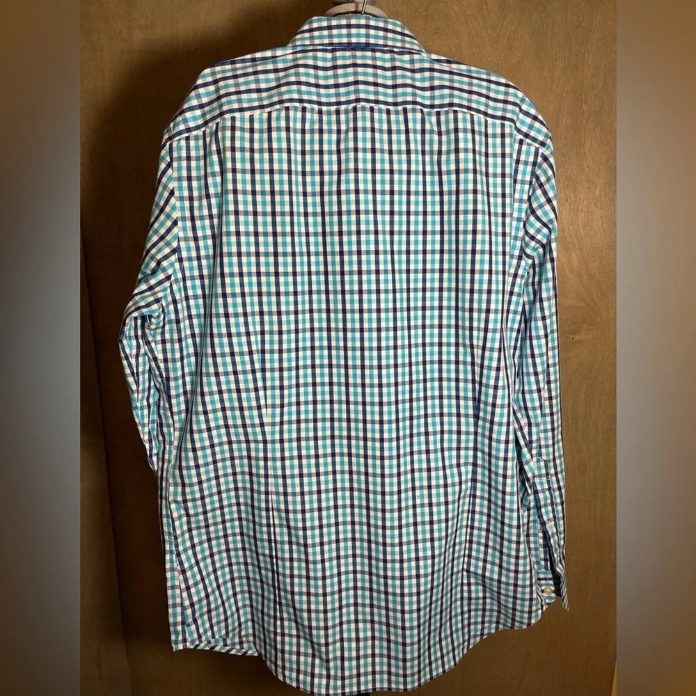 Banana Republic Shirt Mens M Blue Check Long Sleeve Slim Fit Non-Iron